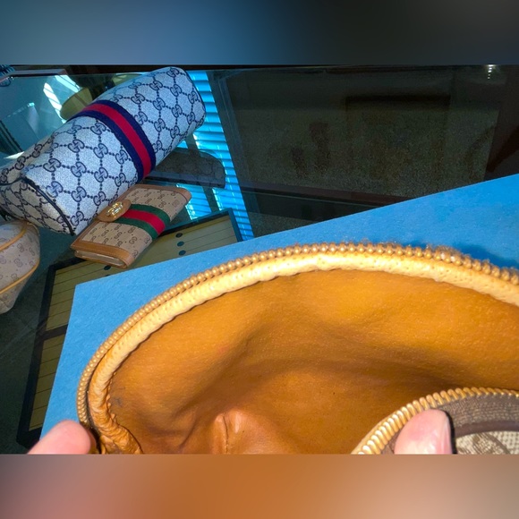 Vintage Gucci Mini Print Cosmetic Case Travel Clutch Brown - Picture 11 of 12